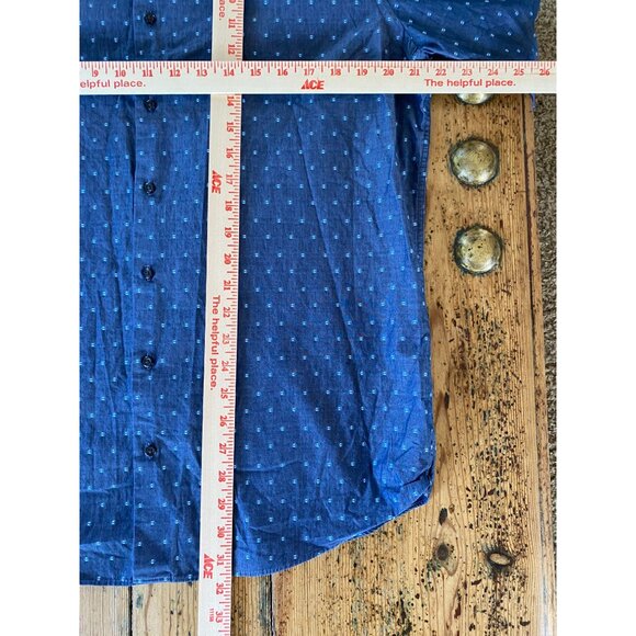 Ben Sherman Mens Tailored Skinny Fit Blue Polka Dot Long Sleeve Button-Up Shirt - Picture 7 of 7